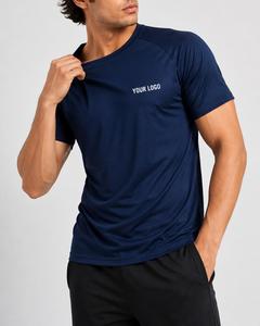 T-shirt pour homme à manches courtes, col rond, séchage rapide, jersey tricoté en polyester 180g, coupe classique, couleur unie, style décontracté, logo personnalisé sur le devant - Product Image 5