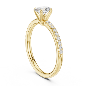 Anillo de Compromiso y Matrimonio Minimalista de Oro Amarillo de 14K con Diamante Cultivado en Laboratorio de 0.50CT, Corte Ovalado, Color E, Joyería para Mujer - Product Image 3