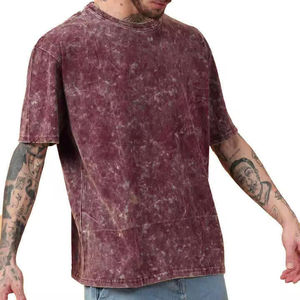 เสื้อยืดผู้ชายสีเข้มทรงหลวม ผ้าคอตตอน 100% น้ำหนัก 180 กรัม ล้างสีแบบแอซิดวอช พร้อมโลโก้และดีไซน์สั่งทำได้-ขายส่งแบบ OEM - Product Image 3