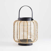 Support de bougie de Noël portable en aluminium et fer, tressé à la main, éco-responsable, durable, noir, ambiance tropicale moderne, pour la maison et le jardin