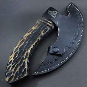 Couteau à pizza de style hache forgé à la main, qualité supérieure, vente en gros, lame forgée de qualité industrielle, manche en bois - Product Image 6