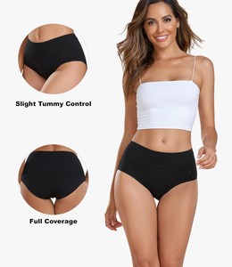 Culottes taille haute pour femmes adultes, motif floral, décoration nœud, tricotées, écologiques, en coton doux extensible, couvrance totale - Product Image 2