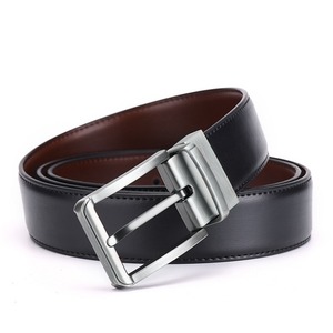 Cinturón de Cuero Genuino para Hombre, Doble Cara, Negro y Marrón, Cinturón de Moda para Negocios - Product Image 1