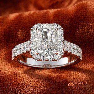 <b>Silver</b> <b>Emerald</b> Halo Moissanite <b>Ring</b> Gold Plated Prong Elegant Womens Engagement Jewelry Luxury Fashion <b>Ring</b> NYC Style Gift - Product Image 5