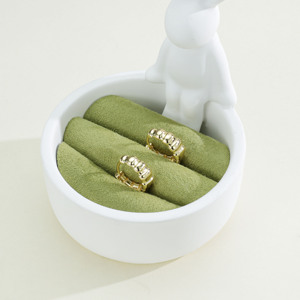 Hot Selling Fashion 14k Gold Color Hoop Earrings Multipack Mixed Sizes Textured Ribbed Beaded <b>C</b>-shape Earrings Set for Woman - Product Image 4