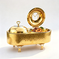 Nouveau design de luxe – Réchaud alimentaire en acier inoxydable 16L à chauffage alcoolisé, ensemble de chafing dish doré pour buffet, idéal pour restaurants, hôtels et événements.