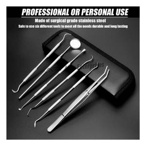 Kit d'hygiène dentaire professionnel en acier inoxydable : Cure-dents, pincettes, fil dentaire et gratte-plaque - Product Image 2