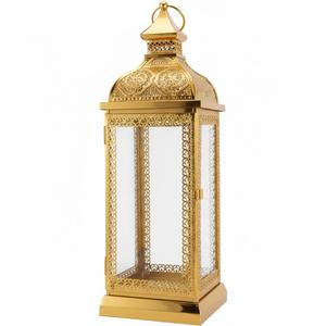 Lanterne décorative marocaine en verre et métal noir antique pour événements intérieurs et extérieurs et mariages, style vintage, lanterne suspendue - Product Image 5