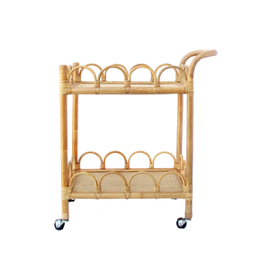 Handmade Eco-friendly Rattan Bar Cart <b>Trolley</b> Mobile Storage Organizer & Kitchen <b>Serving</b> <b>Trolley</b> for Home Bar Living Dining - Product Image 1