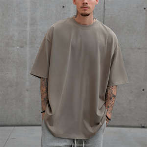 เสื้อยืดทรงสลิมฟิต คอริงเกอร์ ผ้าคอตตอนหนานุ่ม แห้งเร็ว ไหล่ตก ความยาวปกติ สำหรับผู้ชาย - Product Image 6