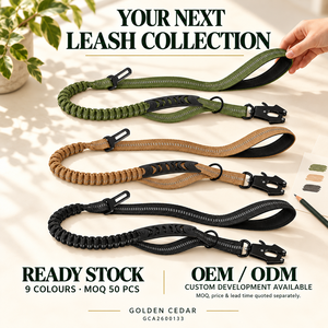 Laisse de chien en nylon réfléchissant de 2,5 cm, 120-178 cm, avec deux poignées et boucle de ceinture de sécurité de voiture, vente en gros, OEM ODM - Product Image 6