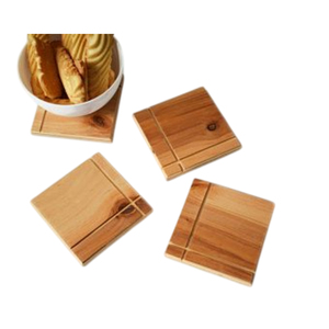 Posavasos cuadrados de madera natural de alta calidad, ecológicos, de cedro, juego de posavasos de madera al por mayor para regalo promocional, restaurante, mesa - Product Image 1