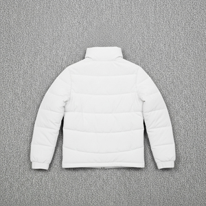 <b>Men's</b> White Stand Collar Quilted Hooded <b>Jacket</b> Waterproof Camouflage Casual Winter Zipper Closure Regular Fit Cotton Filling - Product Image 2