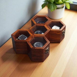 AHTE MANUEXPO Wooden Watch Box for Men & Women-Handmade Storage & <b>Display</b> <b>Case</b> with Jewelry Compartment - Product Image 4