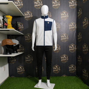 <b>Men's</b> <b>White</b> Navy Color Stand Collar Zipper Softshell <b>Vest</b> Casual Outerwear Windproof Fleece Lined Sleeveless Softshell <b>Vest</b> - Product Image 2