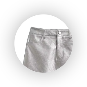 Jupe en cuir véritable pour femme, style mini, blanc uni, grande taille personnalisée, vente en gros d'usine, dernière collection, offre spéciale - Product Image 6