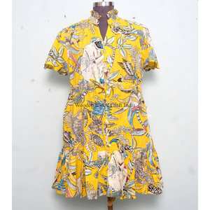 Vestido Mini de Manga Larga con Estampado Floral para Mujer, Estilo Vintage, para Otoño, con Detalles de Botones, 100% Algodón, Silueta en A - Product Image 6