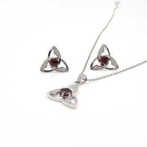 Ensemble pendentif et boucles d'oreilles en argent sterling 925 avec grenat rose naturel, plaqué rhodium, bijoux fins OEM ODM - Product Image 4