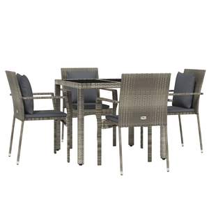 Conjunto de Comedor Modular Compacto para Jardín de Ratán Sintético Gris - Product Image 3