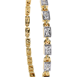 Lab Grown Princess Cut Bezel <b>Set</b> Two Tone Diamond Tennis Bracelet in 14K <b>Gold</b> | Geometric Minimalist Designer Diamond Jewellery - Product Image 4