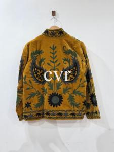 Manteau vintage en velours brodé, col mandarin, manches longues, motif floral, fait main, pour femme adulte, vêtement d'extérieur décontracté d'automne - Product Image 2