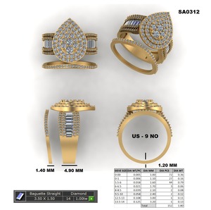 Deux bagues en or jaune massif 10K avec diamants naturels couleur I, clarté I2, pour seulement 50% d'acompte. - Product Image 2