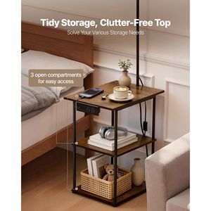 Lampada da terra/tavolino da comodino stretto a 3 ripiani aperti con illuminazione a 3 temperature di colore - Product Image 5