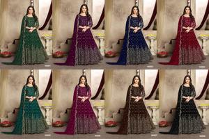 Traje Salwar Kameez Anarkali de Alta Calidad para Mujer, Diseño de Lujo con Bordado y Piel Sintética, Ideal para Bodas y Fiestas Tradicionales - Product Image 4