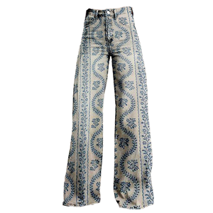 HANO 2024 Nouveau pantalon cargo droit en toile respirante pour femme, avec coutures à nœuds, taille mi-haute élastique, à lacets, non tissé, coupe ample, collection printemps - Product Image 1