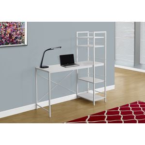 Scrivania Moderna da 48 Pollici per Ufficio Domestico con Ripiani Portaoggetti, Design Contemporaneo in Laminato Bianco per Lavoro con Laptop - Product Image 5