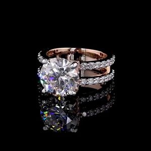 Anillo de Compromiso APRICOT JEWELS con Diamante Cultivado en Laboratorio de 3CT, Certificado IGI, Color E, Oro Rosa de 14K, Pavé, Elegante y Moderno, Joyería Fina para Novia - Product Image 3