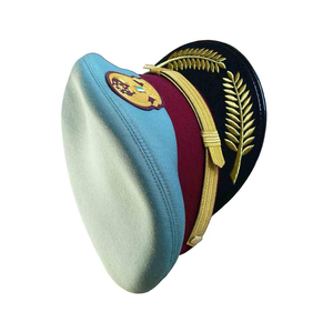 หมวกพิธีการ OEM พร้อมปีกหมวกสีทองแบบแถวเดียว ขายส่งเครื่องประดับศีรษะ หมวกปักมือสีทองสีเงิน ทำจากขนสัตว์ 100% สำหรับกิจกรรมกลางแจ้ง - Product Image 4