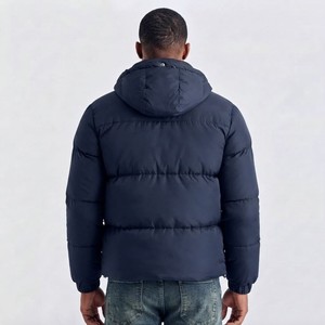 Veste matelassée à capuche bleu marine pour homme, fermeture éclair, coupe-vent, vêtement d'extérieur décontracté pour l'hiver, rembourrage épais en fibres de polyester - Product Image 5