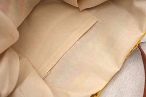Upgrade your accessory collection with this premium Natural yarn bag designed with a classic open <b>top</b> and slender leather handle - Product Image 6