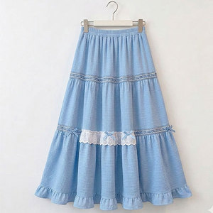 Falda Maxi con Volantes y Cordones para Mujer, Otoño 2026, Transpirable, Cintura Natural, Elegante, Malla 100% Poliéster Sostenible - Product Image 4