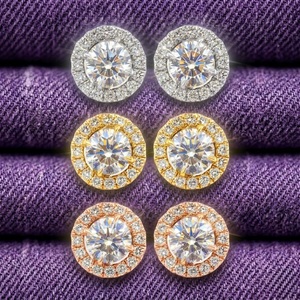 Pendientes de compromiso de oro blanco macizo de 18k de alta calidad con diamantes auténticos y engaste de garra vintage, personalizables, de fábrica china. - Product Image 5