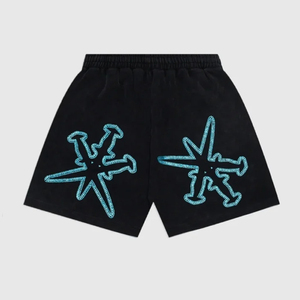 Shorts unisexes personnalisables en coton avec crâne et strass taille mi-haute Fortleo - Product Image 1
