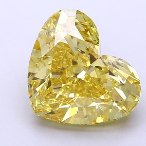 Diamant CVD de laboratoire 5,03 ct, jaune vif fantaisie, taille cœur, VS1, finition EX, diamant synthétique en vrac, vente en gros d'usine pour les détaillants - Product Image 1