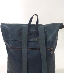 Authentic Buffalo Leather <b>Roll</b> Top <b>Backpack</b> Grainy Texture Rucksack Heavy Duty Travel Bag For Outdoor LRTB-0145 - Product Image 4