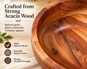 Tazón para Ensalada de Madera Natural, Hecho a Mano, Tazón de Madera Sólida para Servir, Tazón para Frutas, Vajilla de Cocina, Venta al por Mayor para el Hogar y Restaurantes - Product Image 2