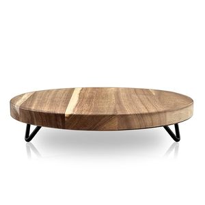 Decorative Round Wood <b>Riser</b> Pedestal Tray for Home Decor Kitchen Bathroom Countertop Organizer Farmhouse Display <b>Stand</b> - Product Image 1