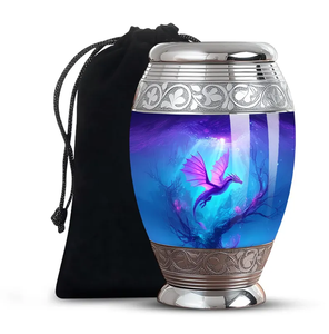 Aluminium Memorial Urn Decorative Cremation Keepsake <b>Vase</b> Purple Dragon Tabletop Ash Cremation Urn with Velvet Bag - Product Image 1