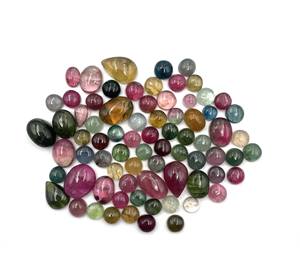 Tourmaline naturelle multicolore, cabochon, formes variées, pierres précieuses en vrac, 8-12 mm, certifiées IGI, pour la fabrication de bijoux - Product Image 2