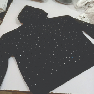 Men's Black <b>Collarless</b> Hoodie Full Sleeve Rhinestone Dot Print Casual Windproof Knitted <b>Shirt</b> Autumn Wear - Product Image 2