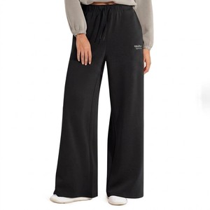 Meyha Sports Women's <b>Wide</b> <b>Leg</b> Jogger <b>Pants</b> Mid Waist Elastic Breathable Quick-Dry Loose Fit Full Length Black Casual Autumn - Product Image 5