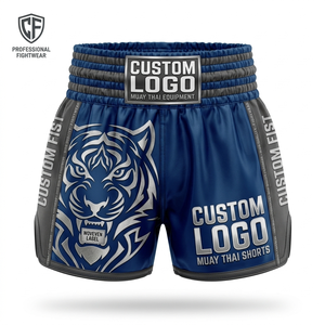 Shorts de Muay Thai personnalisés avec logo OEM, satin de qualité supérieure, design haut de gamme, pantalons de boxe en gros, vêtements de combat pour hommes - Product Image 1