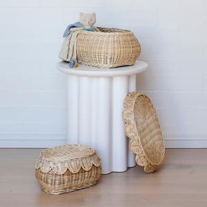 ชุดกล่องหวายลายสแกลลอป ตะกร้าเก็บของเล่นและเสื้อผ้า กล่องฝาปิดสานมือ สำหรับจัดระเบียบห้องเด็ก - Product Image 5