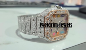 Montres mécaniques personnalisées, montre à quartz sertie de cristaux, cadran carré, bracelet en cristal, montre-bracelet couleur or rose, bijoux de fête, cadeau - Product Image 3