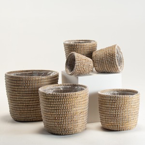 Maceta de hierba marina, soporte natural de paja para plantas, cesta de madera para plantas, macetas para plantar en interiores, soportes para flores y plantas - Product Image 2