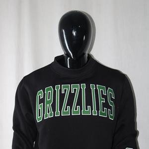 GRIZZLIES BLACK <b>Mock</b> <b>Neck</b> Sweatshirt 100%GREEN Applique Embroidery wide <b>neck</b> Sweatshirt Finer Threads - Product Image 1